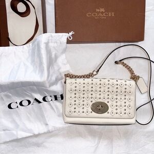 Coach White Crossbody Bag with Gold Accents